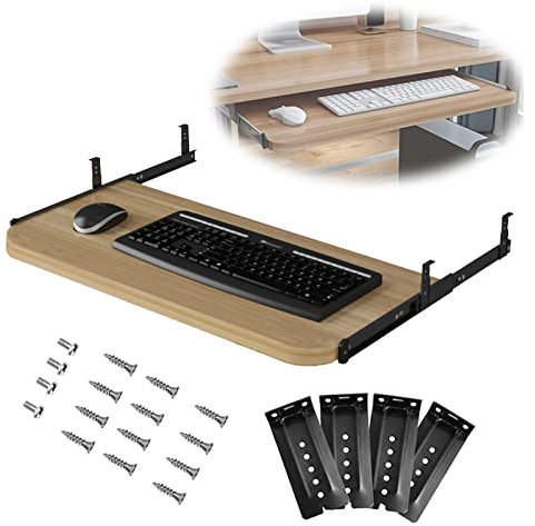 Bandeja deslizante para teclado y mouse para escritorio y mesa de PC, 700 x 270 mm, estante debajo del escritorio, ahorra espacio, plataforma retráctil, soporte para teclado y mouse