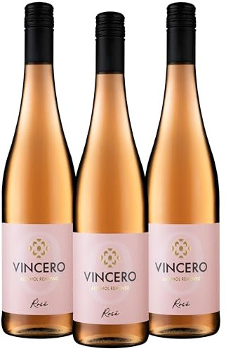 VINCERO Rosé│Premium alkoholfreier Roséwein (<0,5%)│Cuvée aus Spätburgunder und Regent│3er Pack (3 x 0,75 l)
