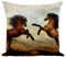 Kissen aus Kunstleder, weiß, Motiv: Pferdekämpfe, reines Blut, Hengste – 40 x 40 cm – Leder-Touch – Bezug und Kissen inklusive