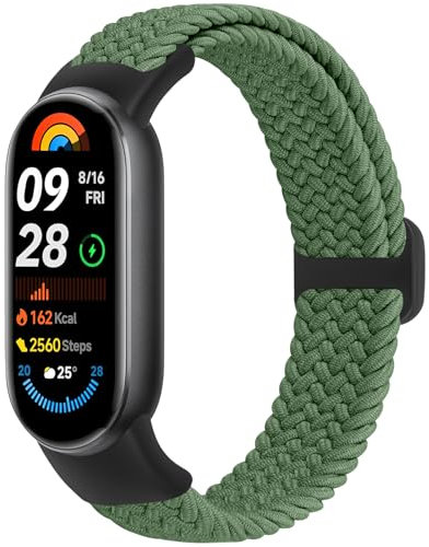 Bcuckood Geflochtenes Armband Kompatibel mit Xiaomi Smart Band 10/9/8, Elastisches Uhrenarmband Solo Loop Nylon Dehnbares Ersatzarmband für Xiaomi Smart Band 10/9/8 für Damen Herren