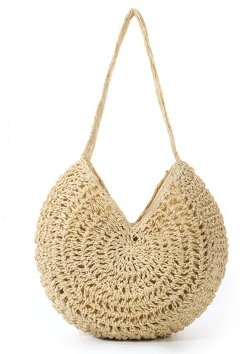 Jywmsc Grand Sac à Main en Paille pour Femme Sac à Main de Plage D'été Fourre-tout Tissé sac à Bandoulière Hobo de Vacances