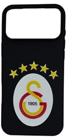 Gök-Türk Weiche Silikonhülle Hülle Galatasaray GS mit 5 Sterne für iPhone 15, 16, 16 Pro, 16 Pro Max - schwarz (iPhone 16)