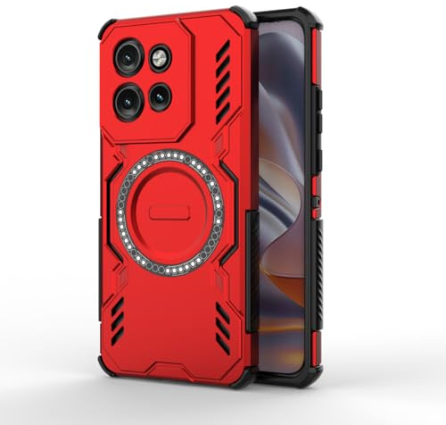 YUXING Cover per Motorola Edge 50 Neo | Magnetica, Anticaduta Militare Doppio Strato TPU+PC, Airbag negli Angoli, Antiscivolo, Antimpronta-Rosso
