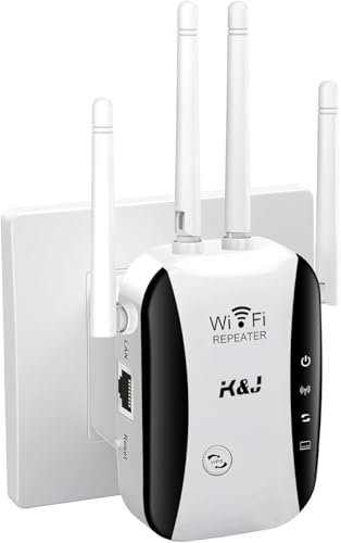 Repetidor WiFi, Amplificador señal WiFi,4 Antenas Externas, Amplificador WiFi 2.4GHz con Repertidor/Ap Modo y la función WPS,1 Puerto Ethernet, Facil de Instalar,Compatible with All WiFi Devices