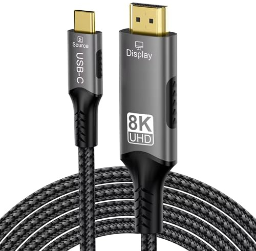 PremiumCord 8K Cavo USB-C a HDMI 2.1, USB 3.2 Gen 2, Maschio a Maschio, Risoluzione 8K@60Hz,4K@144Hz, Full HD 1080p, HDCP2.2, Colore Nero, Lunghezza 2m