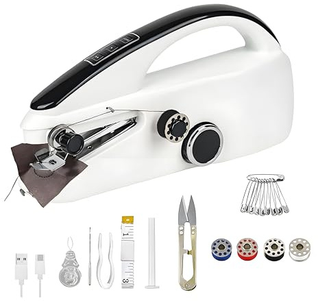 Handheld Sewing Machine, 2-Speed Mini Stitcher for Travel | Fast electric stitching; suitable for quick fabric repairs, DIY projects and beginner use