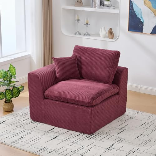 Modernes minimalistisches Stoffsofa Einzelsitzer Wohnzimmersofa Abnehmbarer Bezug Weicher, bequemer Sessel Inklusive Kissen Sofa im nordischen Stil Lässig Empfohlen, zwei Stück zu kaufen (Rot)