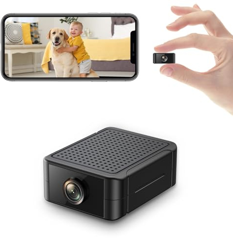 Liretope Mini Kamera, 4K HD WLAN Überwachungskamera Innen Für Live Übertragung Handy APP, WiFi Camera Nachtsichtkamera mit Bewegungsmelder/Lange Batterielaufzeit/Cloud-Speicherplat