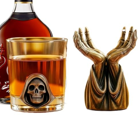 Zestivra Support de bar gothique squelettique pour bouteilles de whisky – Support d'alcool pour comptoir de salle à manger, armoire, buffet, bourbon, whisky, alcool, maison, bar, cuisine