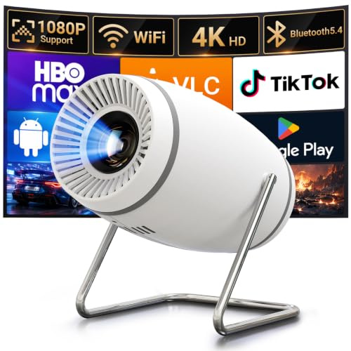 Maypug Mini Projector for Bedroom Ceiling, Portable Projector WiFi 6 Bluetooth 5.4, Built-in Software, 1080P Resolution Compatible with 4K, Automatic Keystone Correction Home Cinema Projector