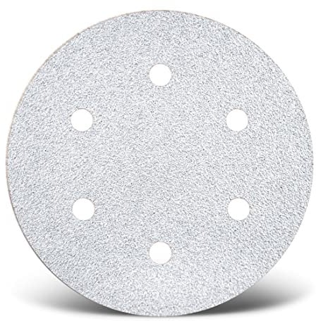 MENZER White Disques abrasifs auto-agrippants, 225 mm, 6 trous, p. Ponceuses à plâtre, Corindon normal (Lot de 25) G180