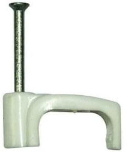 Merriway BH02262 Twin and Earth Flat Cable Clip, White 1.5 mm, 9 mm Width for Ethernet Internet Leads, Pack of 100 Piece