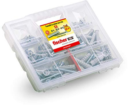 Fischer KIT SX, Valigetta 80 Tasselli SX Con Vite Assortiti Per Fissaggio Su Muro Pieno E Mattone Forato, 544256