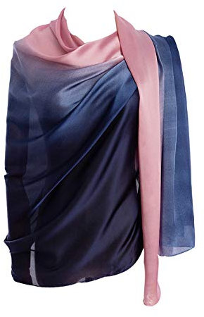CYZLANN Damen-Schals, 100 % Seide, lange, leichte Schals für Damen, rosa, blau
