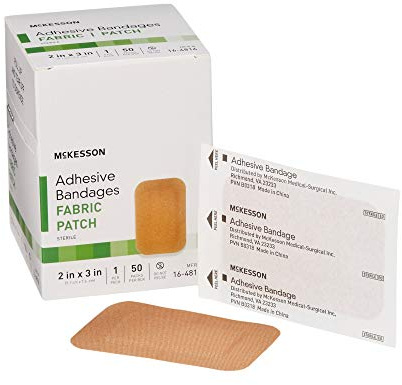 McKesson Adhesive Bandages, Sterile, Fabric, Tan, 2 x 3 in, 50 ct