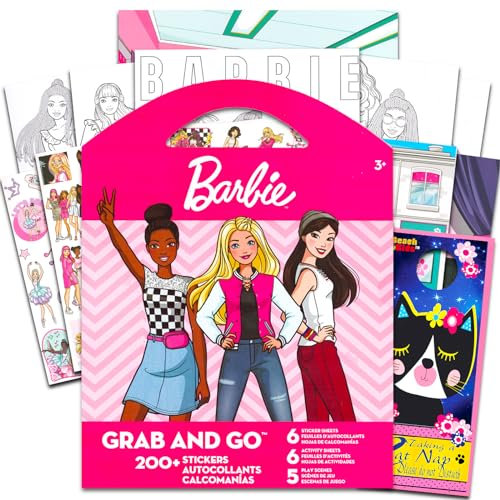 Barbie Aufkleber-Set für Mädchen – Bündel mit 200+ Barbie Stickern, Aktivitätsseiten und Spielszenen plus Türhänger | Barbie Partyzubehör für Mädchen Geburtstag