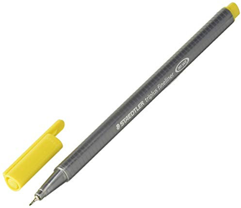 STAEDTLER 334-14 Fineliner triplus (ergonomische Dreikantform, hohe Qualität, superfeine Spitze, Linienbreite 0,3 mm, Set mit 10 Stück) senfgelb