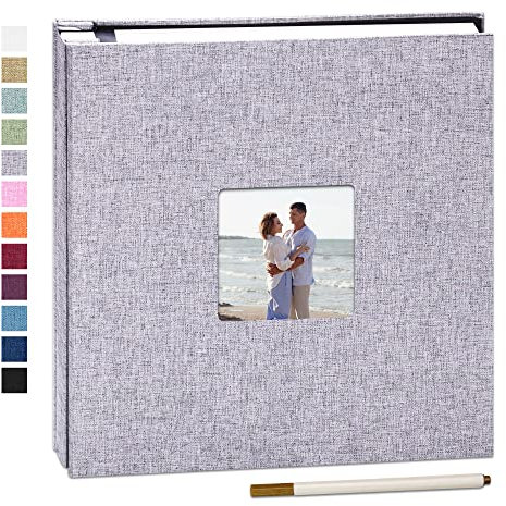Yopih Selbstklebende 10x15 Fotoalbum Einkleben und zum Selbstgestalten Groß leinen Photoalbum mit 40 weißen Seiten, Hochzeit Jahrestag Geburtstag Geschenke, mit einem Kugelschreiber, 28x27cm