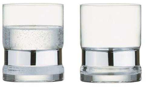 Anton Studio Designs SoHo Handmade DOF Tumblers for Whiskey, Spirits or Water - 350 ml - Silver - Set of 2 Elegant Drinking Glasses