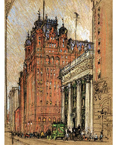 FINE ART PRINTS Pennell Buntstift 1908 Zeichnung Waldorf Astoria Hotel New York groß XL Wandbild Kunstdruck auf Leinwand