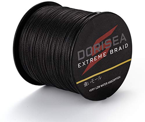 Dorisea Extreme Braid Superline - Hilo de pesca trenzado, polietileno 100 %, negro, 100 a 2000 metros, resistencia 3 a 250 kg, con alambre, sin elasticidad (100 m, 136 kg, 1,0 mm, 8 hebras)