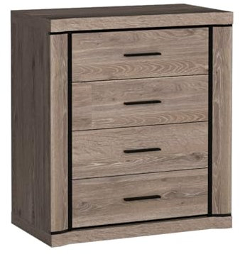 Mirjan24 Schubladenkommode Mannar M-04, Sideboard, Mehrzweckschrank, Kommode mit 4 Schubladen, Anrichte, Farbauswahl, Naturtöne, Highboard, Wohnzimmer (Eiche Trüffel)