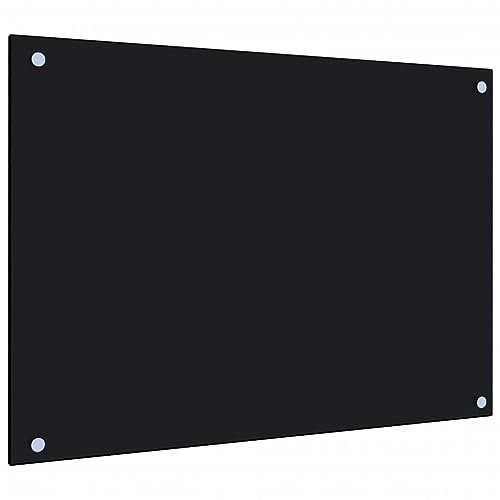 vidaXL Paraschizzi per Cucina Paraspruzzi Fornelli Resistente al Calore Pannello Splashback Parete Nero 70x50 cm in Vetro Temperato