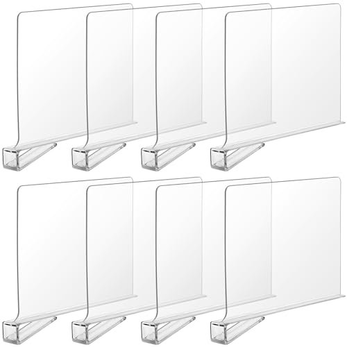 8 Stück transparente Acrylregal-Trennwände für Schrank, Holzregal-Organizer, Küche und Büro, keine Installationswerkzeuge erforderlich