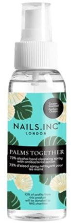 Nails.INC Palms Together Ocean Scent Spray,70% Alcohol Antibacterial Hand Cleansing Gel with Aloe Vera – Moisturising, Soothing, Quick Dry, Vegan, Cruelty-Free, 60ml