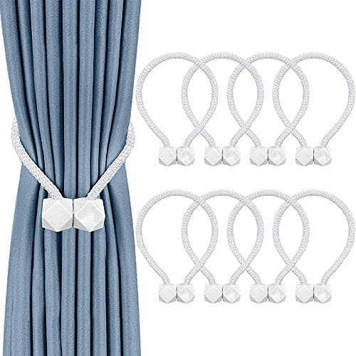 8 Stück Magnetische Vorhang Raffhalter Kreativ Vorhang Clips Seil Rückwärtige Vorhang Halter Schnallen Vorhang Binder Gardinenhalter für Haus Dekoration (Weiß)