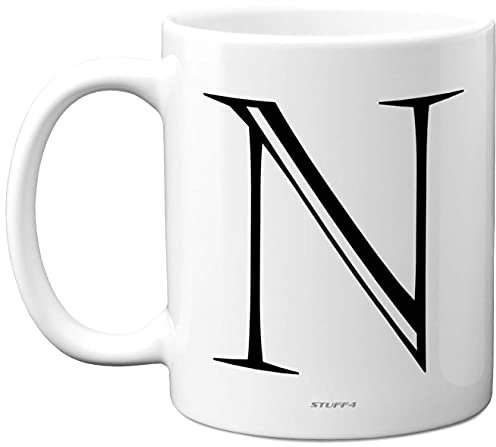 Stuff4 Personalised Alphabet Initial Mug - Letter N Mug, Gifts for Him Her, Fathers Day, Mothers Day, Birthday Gift, 11oz Ceramic Dishwasher Safe Anniversary, Valentines, Christmas, Retirement