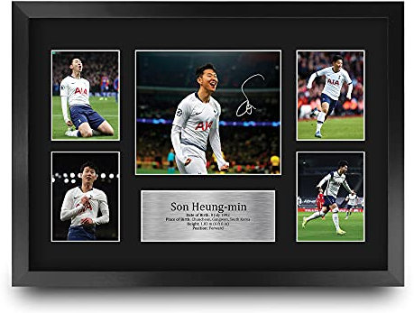 HWC Trading FR A3 Son Heung-min Tottenham Hotspurs Spurs Geschenke Gedruckt, Signiert Autogramm Bild, Für Fußball-Fans Und Anhänger - A3 Framed