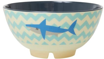 Medium Melamin Schüssel - Crème - Shark Print