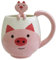 Funny Coffee Mug 14 oz Pig Coffee Mug with Spoon Funny Gift Mug Novelty Cup Ceramic Mug Gift for Women Men Birthday Christmas