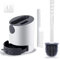 Hulameda [Double-Headed] Toilet Brush and Holder, Non-Slip Handle Soft Flexible Flat Head Bristles Silicone Toilet Brush, Drawer Type Quick Drying Base, Gray & White, (Flooring/Mounted Wall)