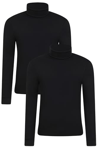 Mountain Warehouse Meribel Mens Thermal Top Multipack - Lightweight & Breathable Baselayer - Best for Autumn Winter, Outdoors, Travelling & Hiking Black (2 Pack) XL