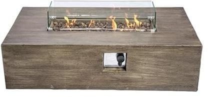 PORTSDOWN HOME 42 Rectangular Cast Wood Fire Pit Table Outdoor Gas Fire Table
