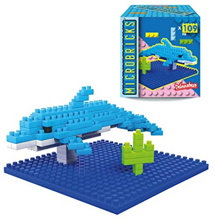 Microbricks - Delfin von Deluxebase. Mini-Block-Ozean-Puzzle. Einfach zu bedienendes 3D-Puzzle für Kinder im Tiere-Stil