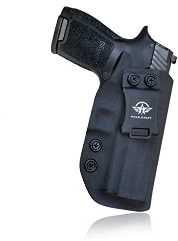 Gun Holster, IWB Kydex Holster Custom Fit: Sig Sauer P320 / P320 Carry / P320 Compact Medium - Innen Bund verdeckt tragen - ADJ. Cant Retention - Mag-Button abdecken - Holster Tasche (Black, Right)