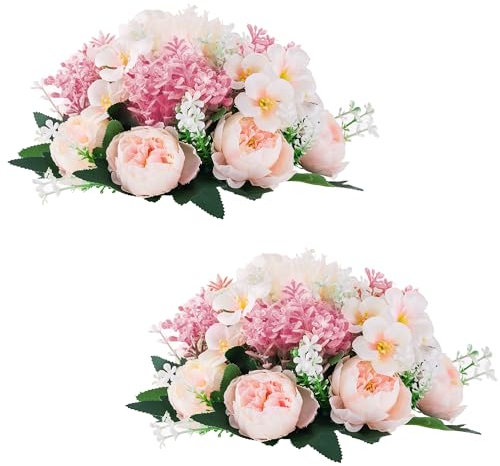 Inweder Kunstblumen für Mittelstücke Deko Hochzeit - 2 Stück Rosa Künstliche Blumen für Tischdeko Seiden Pfingstrose mit Kunststoffbasis Gefälschte Blumenkugeln für Party Jubiläum Wohnkultur