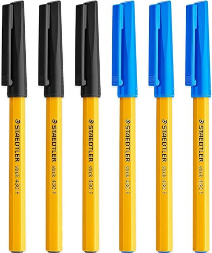 Staedtler Kugelschreiber, 0,3 mm, 430, glatt, Schwarz / Blau, 6 St ck