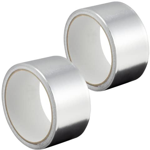 Gocableties Aluminium Foil Tape, 48mm (2) x 10m, Twin Roll Adhesive Insulation Tape for Insulating, HVAC Repair, Sealing Ducts, and Pipework, 2 Rolls