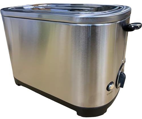 Toaster 2 Slice Low wattage Stainless Steel for Home Camping Caravanning Campervan or Motorhome 220v/240v with Auto Shut Off Crumb Tray Defrost & Reheat Perfect Toast Everytime - Vanilla Leisure.