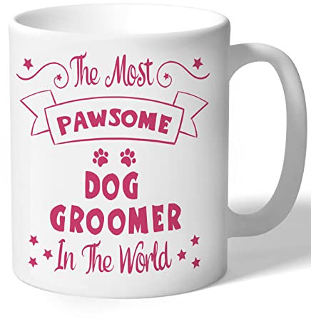 Dog Groomer Mug - Pawsome - Dog Groomer Gifts (Raspberry Print)