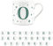 Purely Home Letter O Star Mug - Bone China White Coffee/Tea Present Gift - Alphabet Letter Mug with Stars in Teal Green Blue