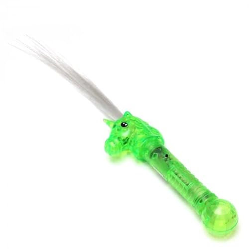 LED-Glasfaser Einhorn Zauberstab mit Kristallkugel I 7 Leuchtmodi 41cm lang I Leuchtender Fantasy-Stab Kinder Spielzeug Farbe grün