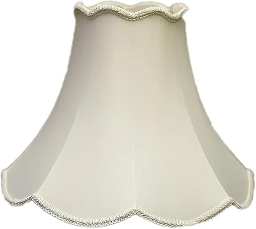 Single Scallop Tradationally Designed Cream White Easy Fit Table Lamp Light Shades (14 inch, Cream)