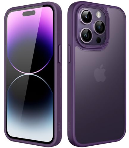 JETech Matte Case for iPhone 14 Pro Max 6.7-Inch, Shockproof Military Grade Drop Protection, Frosted Translucent Back Phone Cover, Anti-Fingerprint (Deep Purple)