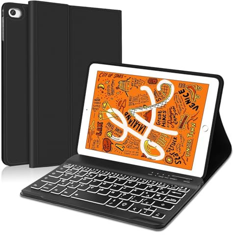 JADEMALL Coque Clavier pour iPad Mini 5/4/3/2/1 7.9 Pouces, AZERTY Français Clavier Magnétique Détachable Bluetooth pour iPad Mini 5/4/3/2/1 7.9, Noir