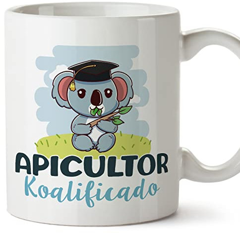 Mugffins Tassen/Becher mit Spruch für IMKER - Auf Spanisch - Koalificado/koalificada - 11 oz / 330 ml - originelles und lustiges Geschenk Mitarbeiter